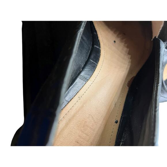 Schutz Women’s Black Leather Loafers 10B “Romina” Croc Embossed Non-Slip Office - Picture 6 of 6